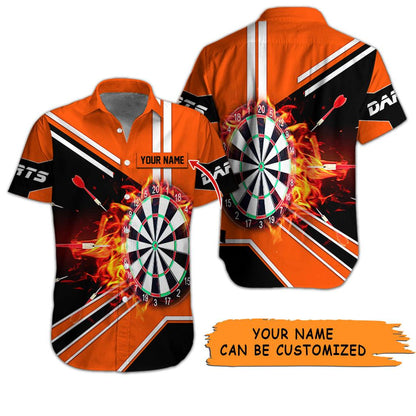 Customized Name Darts Hawaiian Shirt, Dartboard Flame Personalized Darts Hawaiian Shirts - Gift For Darts Lovers, Darts Players Uniforms - Amzanimalsgift