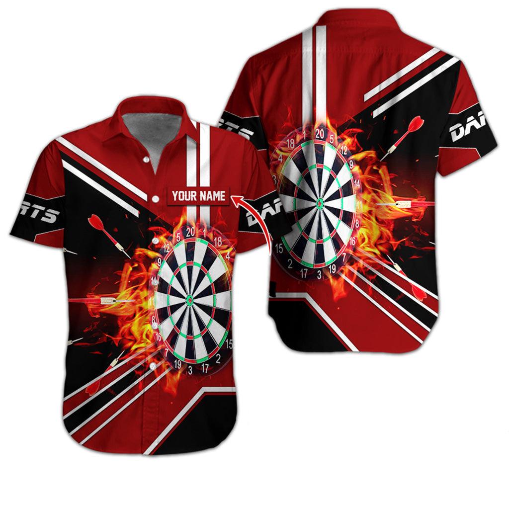 Customized Name Darts Hawaiian Shirt, Dartboard Flame Personalized Darts Hawaiian Shirts - Gift For Darts Lovers, Darts Players Uniforms - Amzanimalsgift