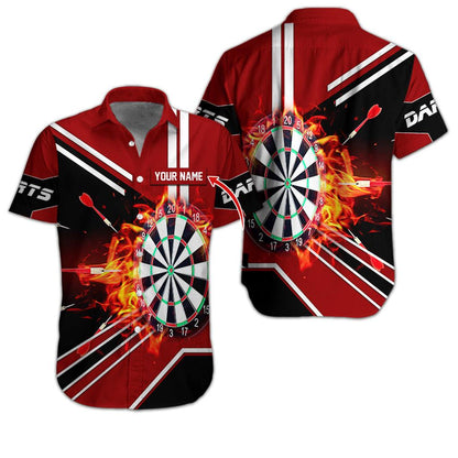 Customized Name Darts Hawaiian Shirt, Dartboard Flame Personalized Darts Hawaiian Shirts - Gift For Darts Lovers, Darts Players Uniforms - Amzanimalsgift