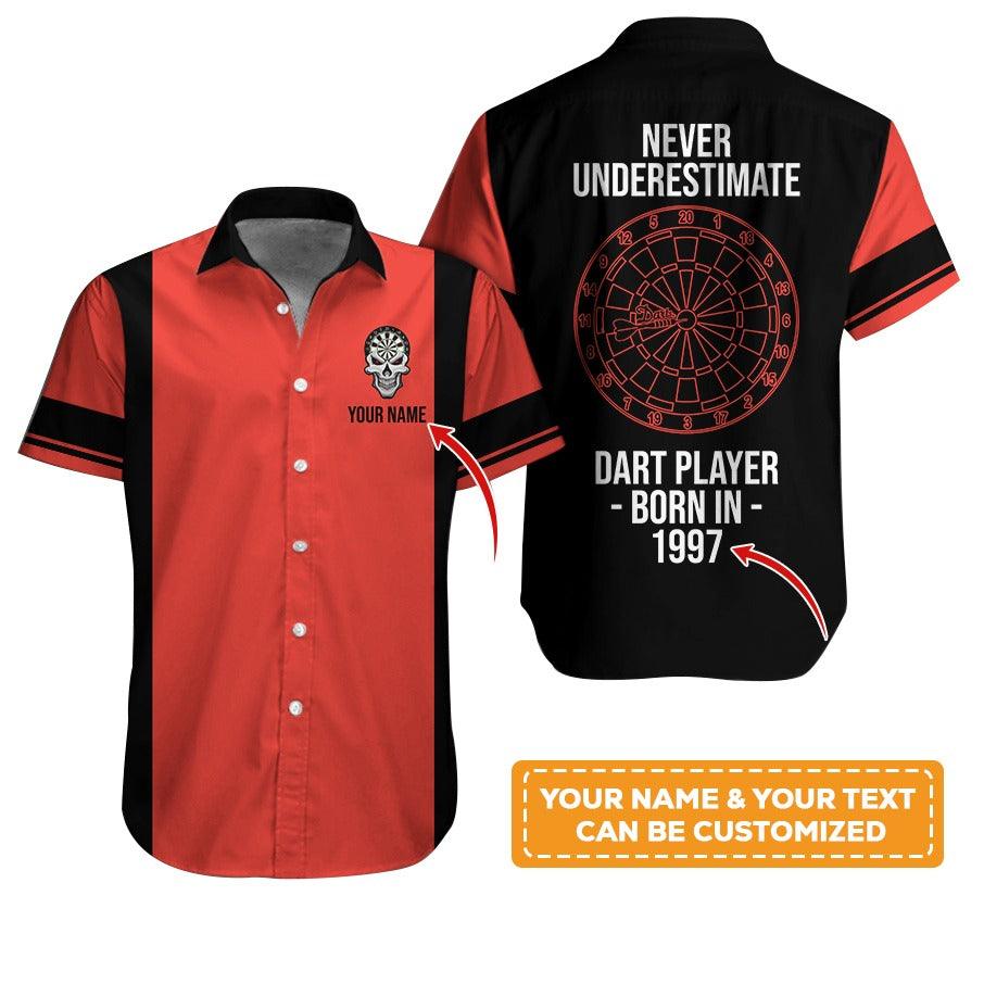 Customized Name Darts Hawaiian Shirt, Personalized Birth Years Retro Darts Hawaiian Shirts - Gift For Darts Lovers, Darts Players Uniforms - Amzanimalsgift