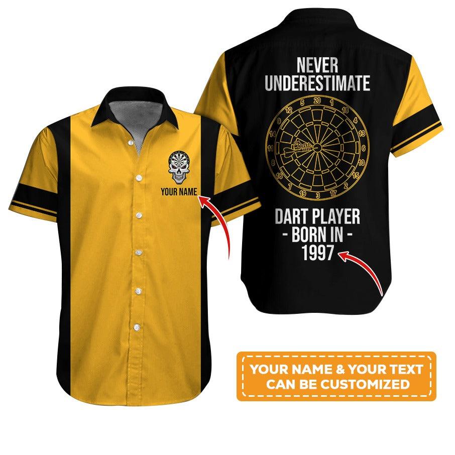Customized Name Darts Hawaiian Shirt, Personalized Birth Years Retro Darts Hawaiian Shirts - Gift For Darts Lovers, Darts Players Uniforms - Amzanimalsgift