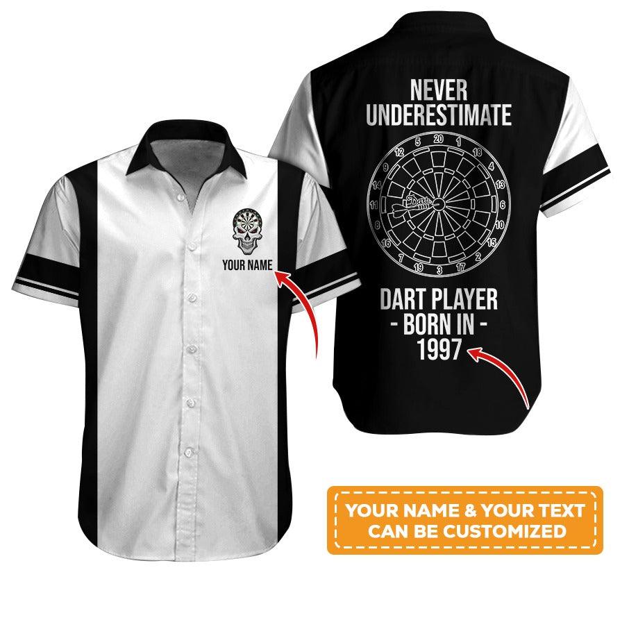 Customized Name Darts Hawaiian Shirt, Personalized Birth Years Retro Darts Hawaiian Shirts - Gift For Darts Lovers, Darts Players Uniforms - Amzanimalsgift