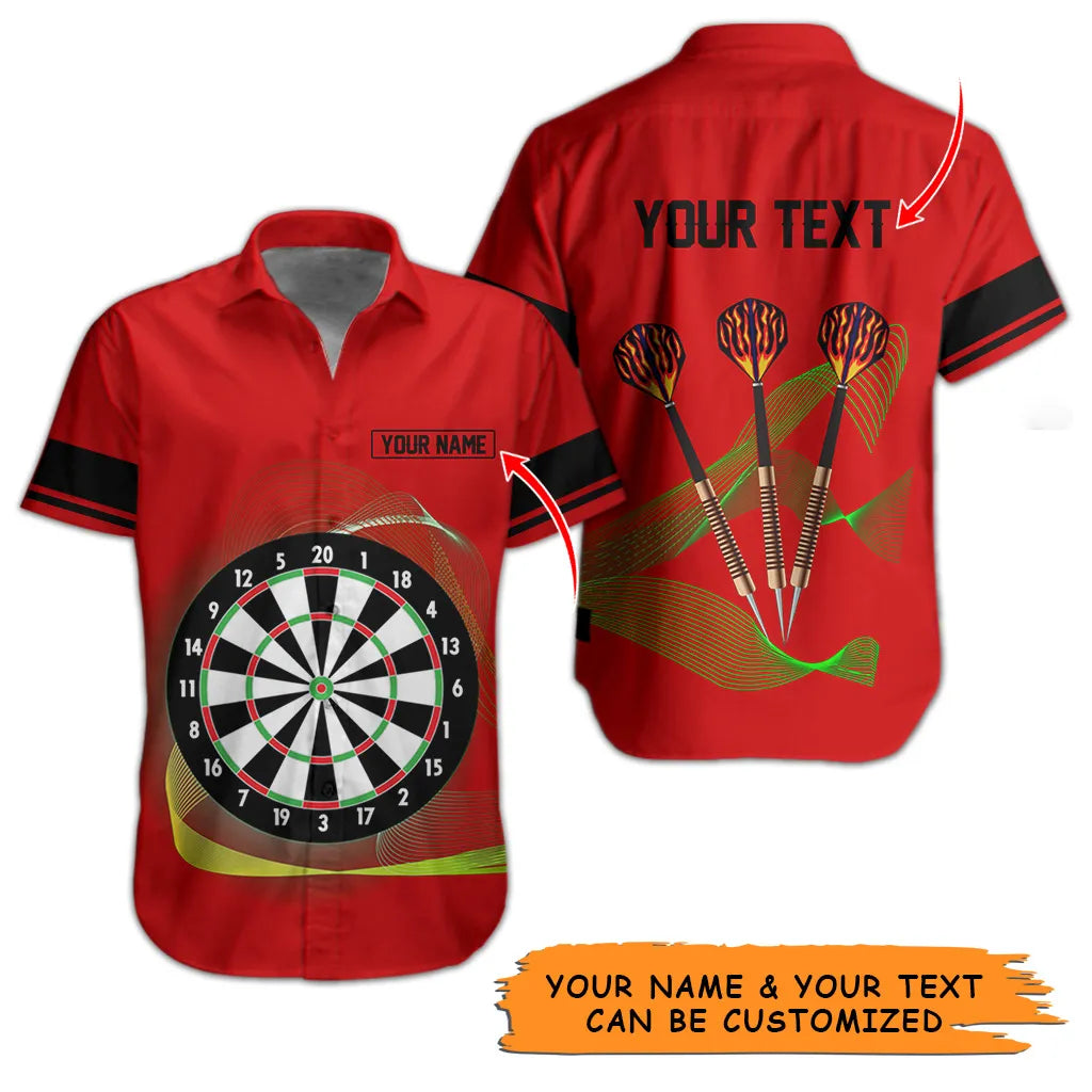 Customized Name Darts Hawaiian Shirt, Personalized Dartboard And Target Hawaiian Shirts For Summer - Gift For Darts Lovers, Darts Players Uniforms - Amzanimalsgift