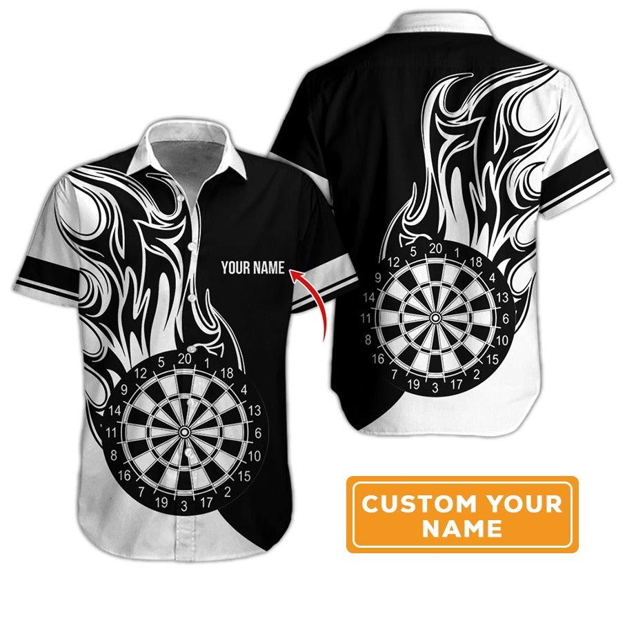 Customized Name Darts Hawaiian Shirt, Personalized Dartboard Hawaiian Shirts For Summer - Gift For Darts Lovers, Darts Players Uniforms - Amzanimalsgift