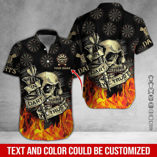 Customized Name Darts Hawaiian Shirt, Skull Flame In Dart Personalized Name Darts Hawaiian Shirts - Gift For Darts Lovers, Darts Players Uniforms - Amzanimalsgift