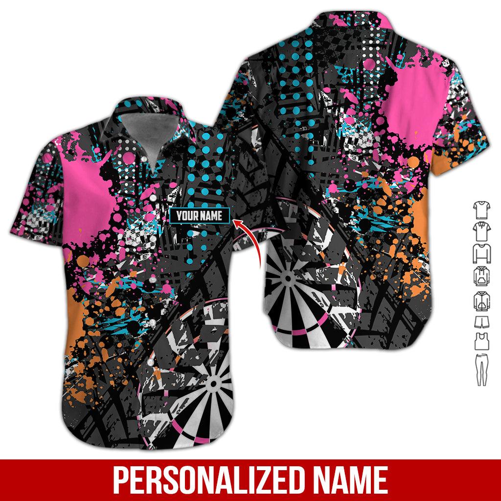 Customized Name Darts Hawaiian Shirt, Watercolor Personalized Darts Hawaiian Shirts - Gift For Darts Lovers, Darts Players Uniforms - Amzanimalsgift