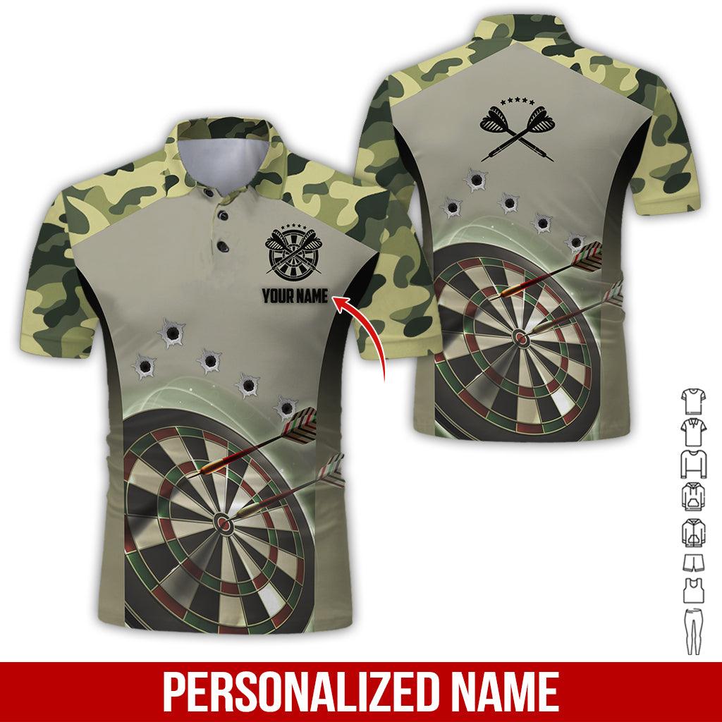 Customized Name Darts Polo Shirt, Camo Pattern Personalized Darts Uniforms Polo Shirt For Men - Perfect Gift For Darts Lovers, Darts Team Players - Amzanimalsgift