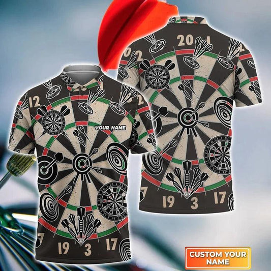 Customized Name Darts Polo Shirt, Dartboard, Personalized Name Polo Shirt For Men - Perfect Gift For Darts Lovers, Darts Players - Amzanimalsgift