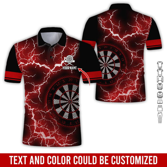 Customized Name Darts Polo Shirt, Darts Thunder Lightning Personalized Darts Polo Shirt For Men - Perfect Gift For Darts Lovers, Darts Players - Amzanimalsgift