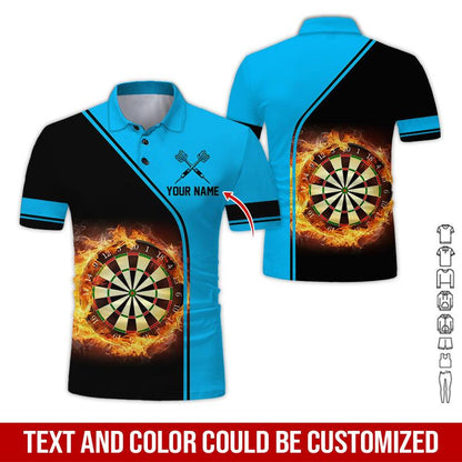 Customized Name Darts Polo Shirt, Personalized Name Dartboard Flame Polo Shirt For Men - Perfect Gift For Darts Lovers, Darts Players - Amzanimalsgift