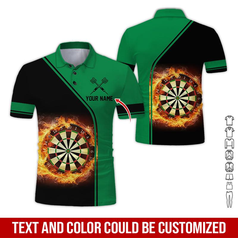 Customized Name Darts Polo Shirt, Personalized Name Dartboard Flame Polo Shirt For Men - Perfect Gift For Darts Lovers, Darts Players - Amzanimalsgift
