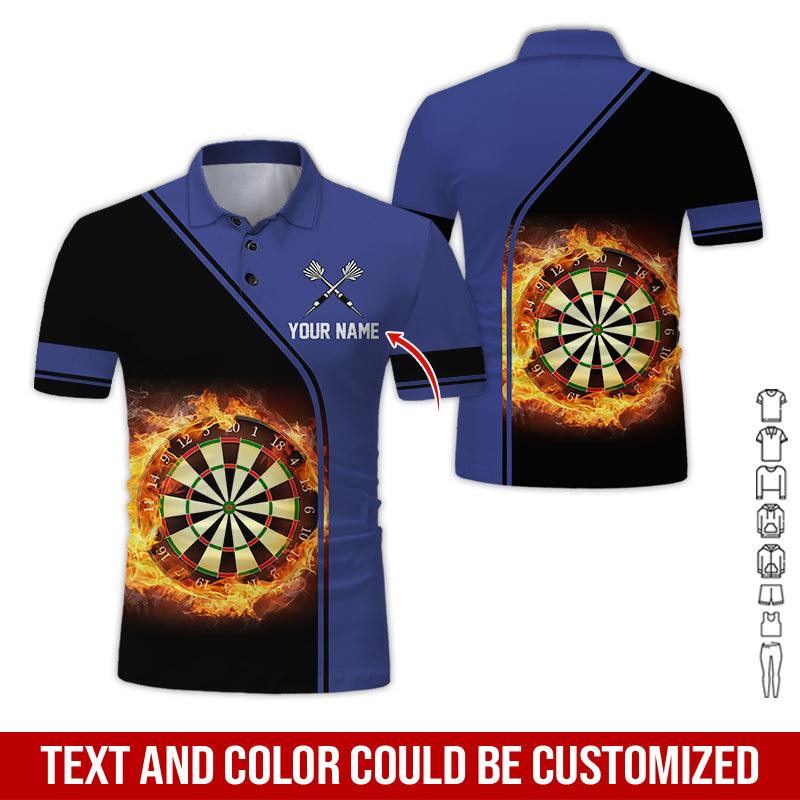 Customized Name Darts Polo Shirt, Personalized Name Dartboard Flame Polo Shirt For Men - Perfect Gift For Darts Lovers, Darts Players - Amzanimalsgift