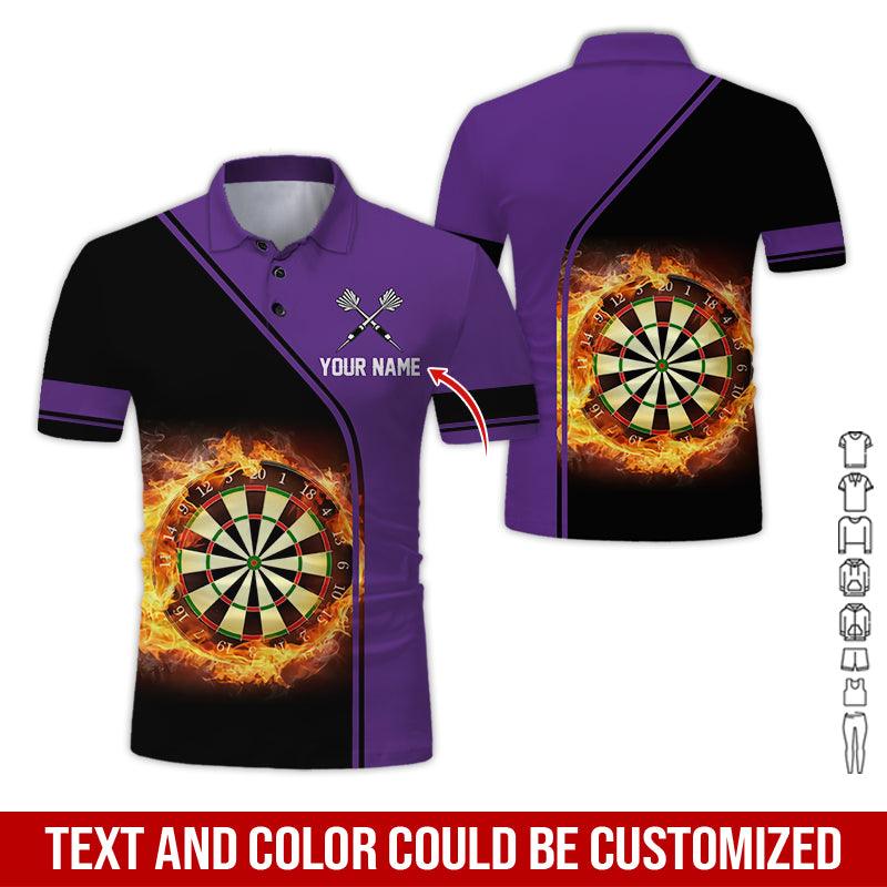 Customized Name Darts Polo Shirt, Personalized Name Dartboard Flame Polo Shirt For Men - Perfect Gift For Darts Lovers, Darts Players - Amzanimalsgift