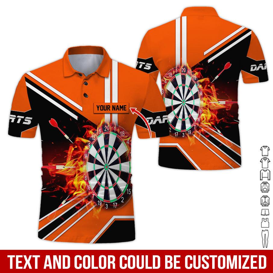 Customized Name Darts Polo Shirt, Personalized Name Darts Board Flame Polo Shirt For Men - Perfect Gift For Darts Lovers, Darts Players - Amzanimalsgift