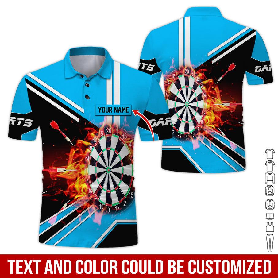 Customized Name Darts Polo Shirt, Personalized Name Darts Board Flame Polo Shirt For Men - Perfect Gift For Darts Lovers, Darts Players - Amzanimalsgift