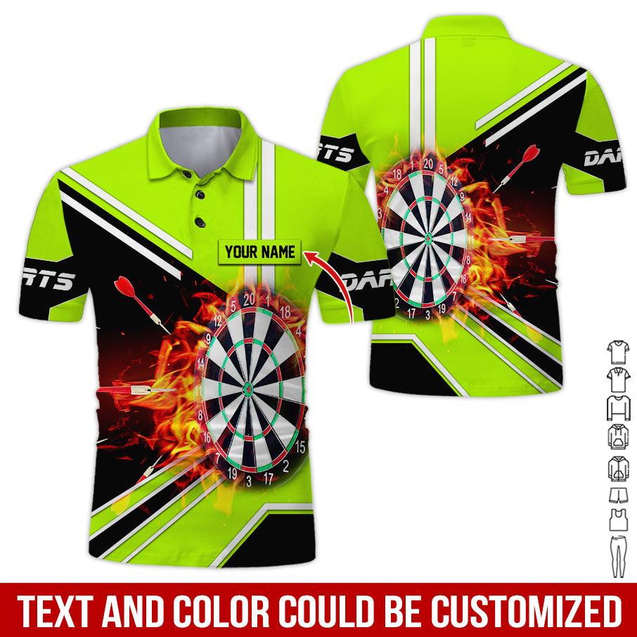Customized Name Darts Polo Shirt, Personalized Name Darts Board Flame Polo Shirt For Men - Perfect Gift For Darts Lovers, Darts Players - Amzanimalsgift