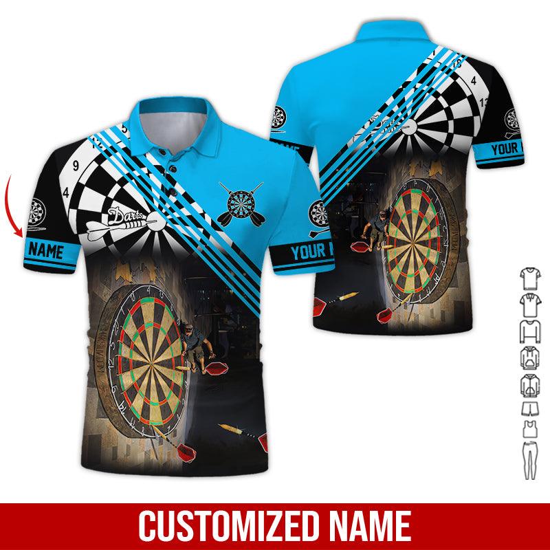 Customized Name Darts Polo Shirt, Personalized Name Love Trumpet Darts Polo Shirt For Men - Perfect Gift For Darts Lovers, Darts Players - Amzanimalsgift