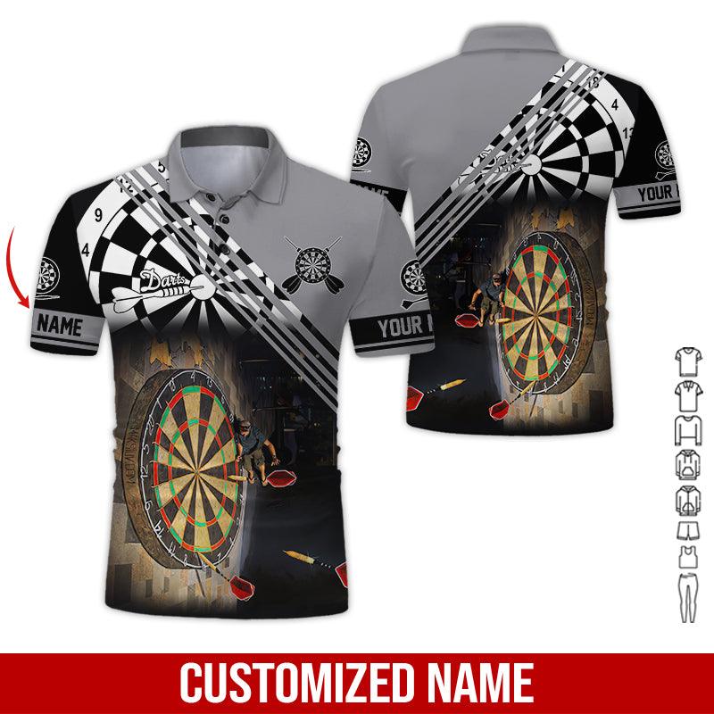 Customized Name Darts Polo Shirt, Personalized Name Love Trumpet Darts Polo Shirt For Men - Perfect Gift For Darts Lovers, Darts Players - Amzanimalsgift