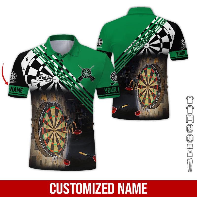 Customized Name Darts Polo Shirt, Personalized Name Love Trumpet Darts Polo Shirt For Men - Perfect Gift For Darts Lovers, Darts Players - Amzanimalsgift