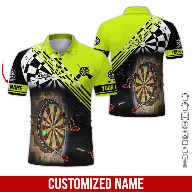 Customized Name Darts Polo Shirt, Personalized Name Love Trumpet Darts Polo Shirt For Men - Perfect Gift For Darts Lovers, Darts Players - Amzanimalsgift