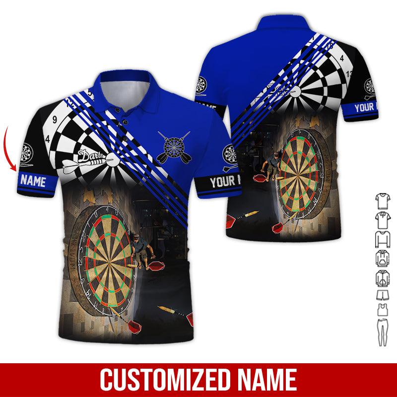 Customized Name Darts Polo Shirt, Personalized Name Love Trumpet Darts Polo Shirt For Men - Perfect Gift For Darts Lovers, Darts Players - Amzanimalsgift