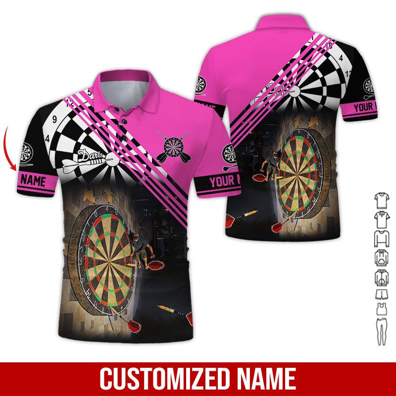 Customized Name Darts Polo Shirt, Personalized Name Love Trumpet Darts Polo Shirt For Men - Perfect Gift For Darts Lovers, Darts Players - Amzanimalsgift