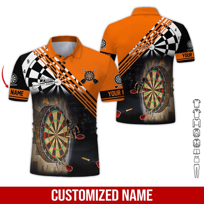 Customized Name Darts Polo Shirt, Personalized Name Love Trumpet Darts Polo Shirt For Men - Perfect Gift For Darts Lovers, Darts Players - Amzanimalsgift