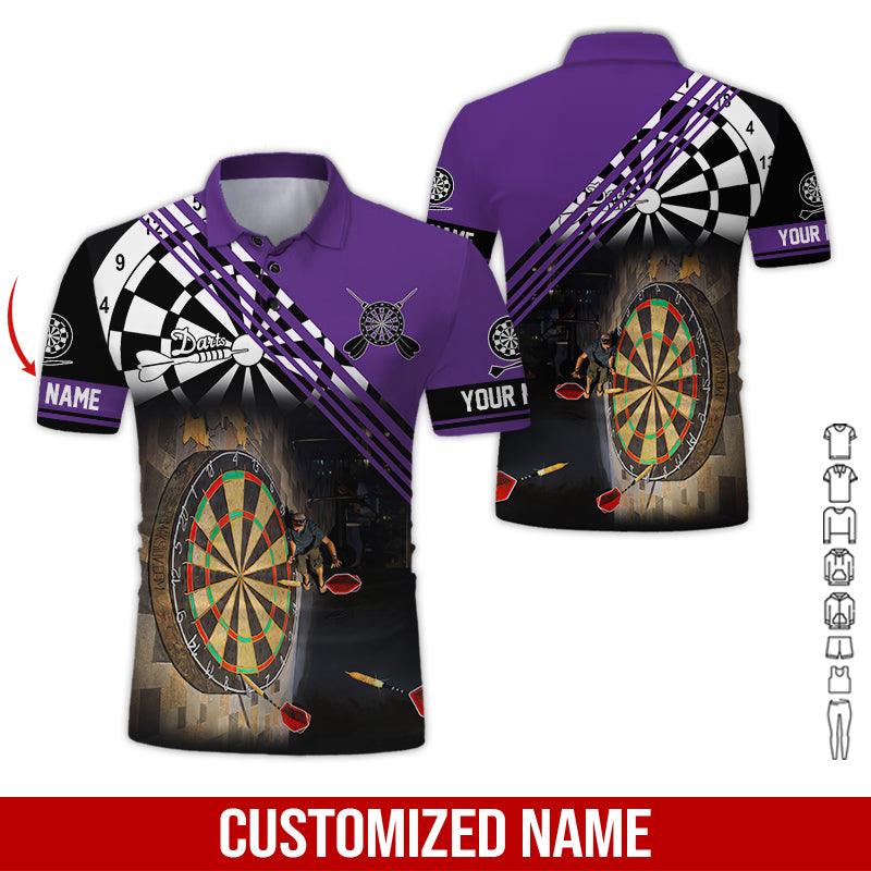 Customized Name Darts Polo Shirt, Personalized Name Love Trumpet Darts Polo Shirt For Men - Perfect Gift For Darts Lovers, Darts Players - Amzanimalsgift