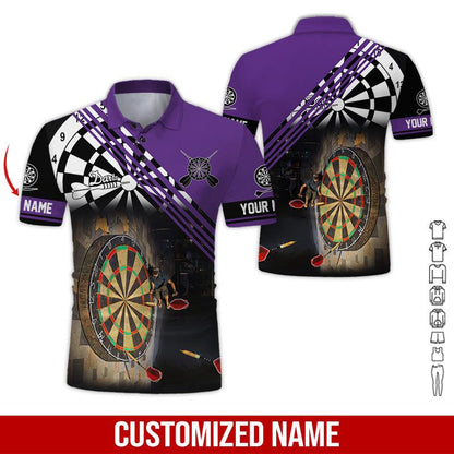 Customized Name Darts Polo Shirt, Personalized Name Love Trumpet Darts Polo Shirt For Men - Perfect Gift For Darts Lovers, Darts Players - Amzanimalsgift