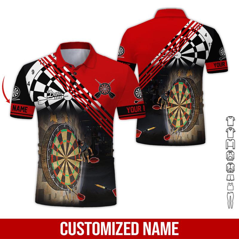 Customized Name Darts Polo Shirt, Personalized Name Love Trumpet Darts Polo Shirt For Men - Perfect Gift For Darts Lovers, Darts Players - Amzanimalsgift