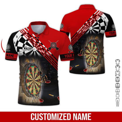 Customized Name Darts Polo Shirt, Personalized Name Love Trumpet Darts Polo Shirt For Men - Perfect Gift For Darts Lovers, Darts Players - Amzanimalsgift