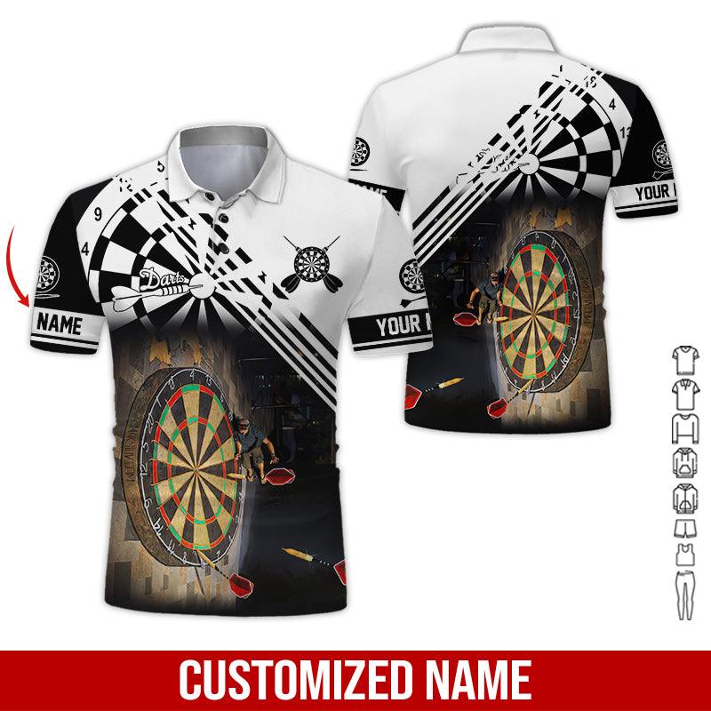 Customized Name Darts Polo Shirt, Personalized Name Love Trumpet Darts Polo Shirt For Men - Perfect Gift For Darts Lovers, Darts Players - Amzanimalsgift