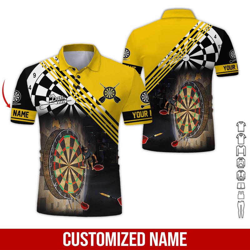 Customized Name Darts Polo Shirt, Personalized Name Love Trumpet Darts Polo Shirt For Men - Perfect Gift For Darts Lovers, Darts Players - Amzanimalsgift