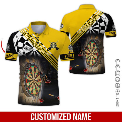 Customized Name Darts Polo Shirt, Personalized Name Love Trumpet Darts Polo Shirt For Men - Perfect Gift For Darts Lovers, Darts Players - Amzanimalsgift