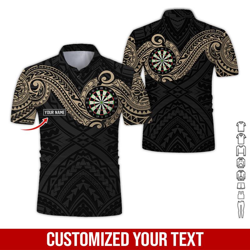 Customized Name Darts Polo Shirt, Personalized Name Tattoo Maori Darts Polo Shirt For Men - Perfect Gift For Darts Lovers, Darts Players - Amzanimalsgift