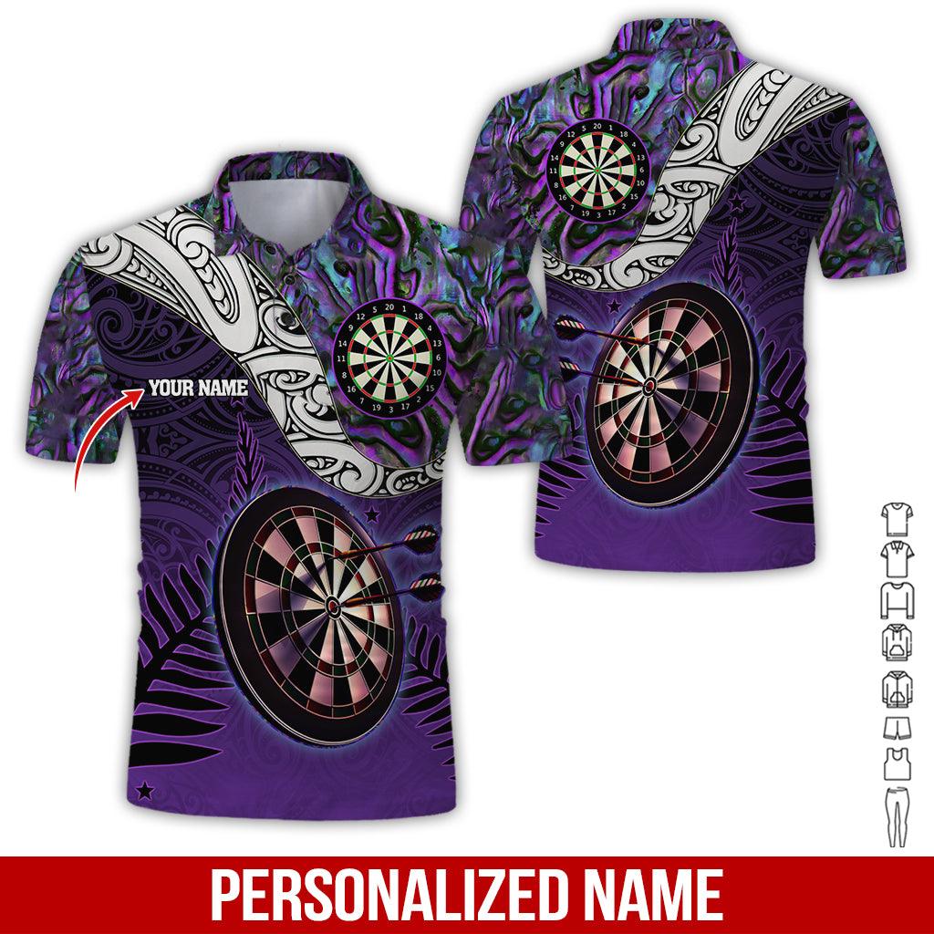 Customized Name Darts Polo Shirt, Personalized Name Tattoo Maori Darts Polo Shirt For Men - Perfect Gift For Darts Lovers, Darts Players - Amzanimalsgift