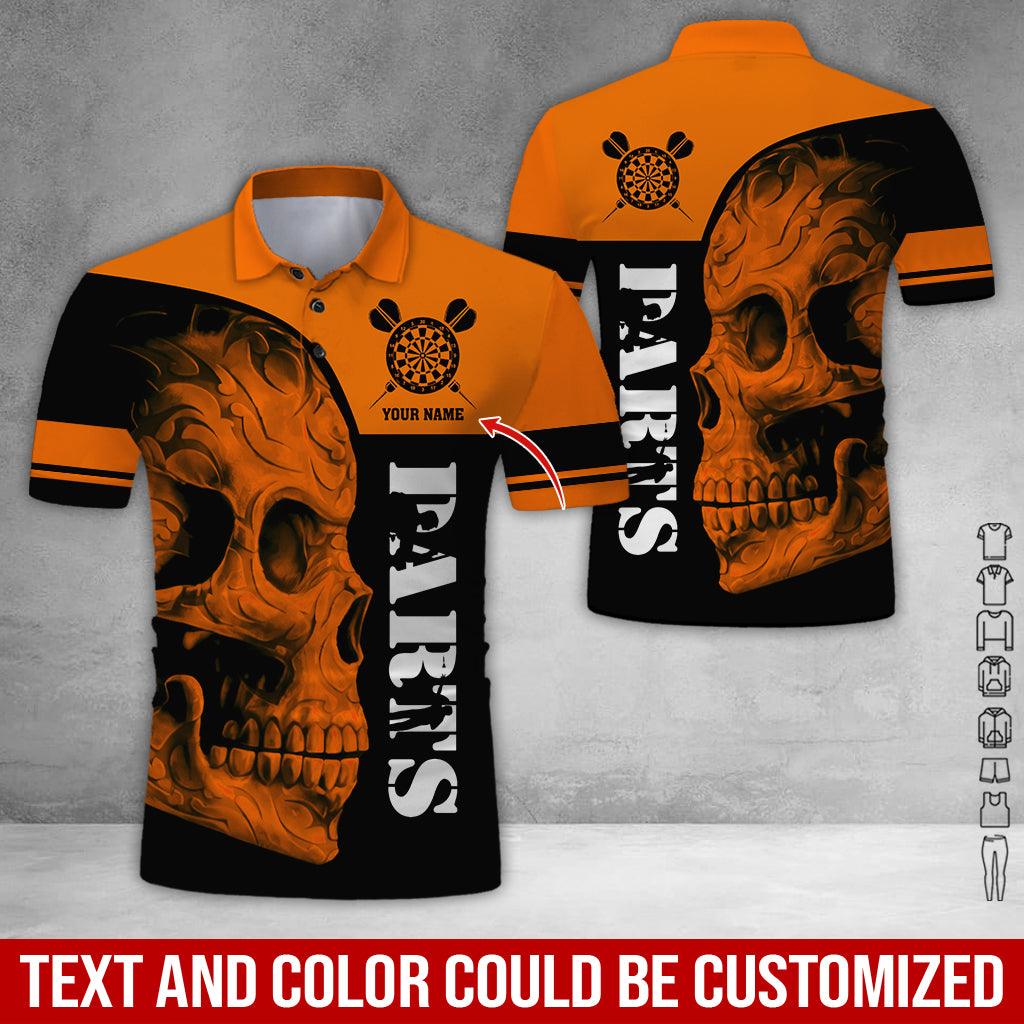 Customized Name Darts Polo Shirt, Personalized Skull Darts Uniforms Polo Shirt For Men - Perfect Gift For Darts Lovers, Darts Team Players - Amzanimalsgift