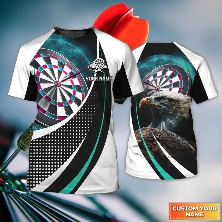 Customized Name Darts T Shirt, Bullseye Dartboard, Eagle, Personalized Name T Shirt For Men - Perfect Gift For Darts Game Lovers, Darts Players - Amzanimalsgift