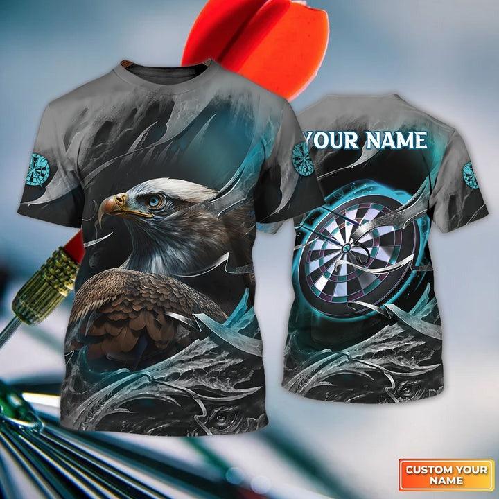 Customized Name Darts T Shirt, Bullseye Dartboard Personalized Eagle And Darts T Shirt For Men - Perfect Gift For Darts Lovers, Darts Players - Amzanimalsgift