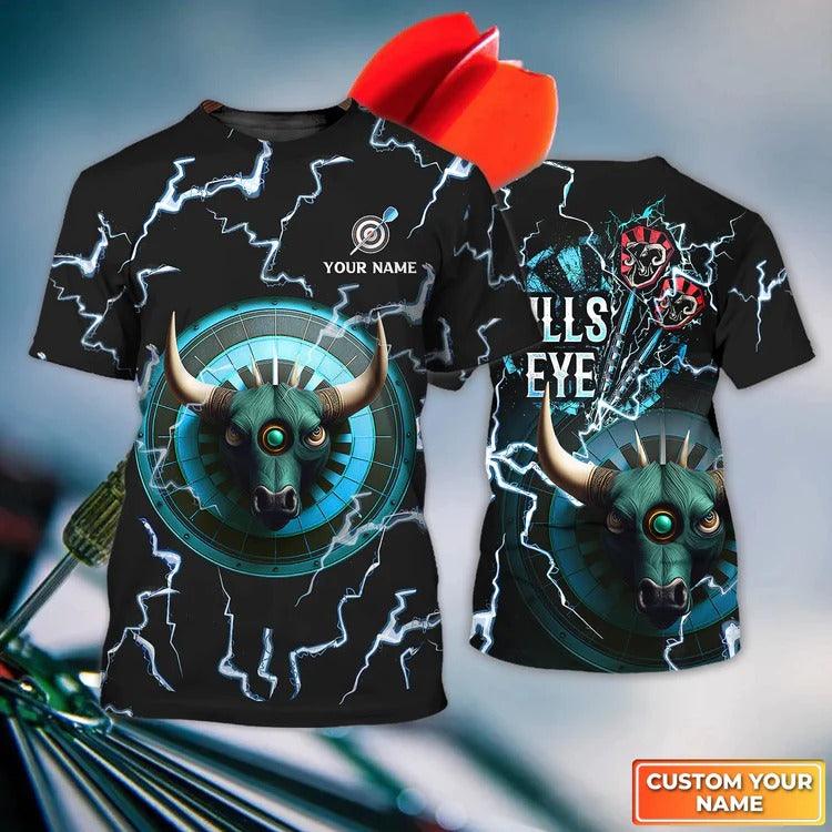 Customized Name Darts T Shirt, Bullseye Dartboard, Personalized Name Bull T Shirt For Men - Perfect Gift For Darts Game Lovers, Darts Players - Amzanimalsgift