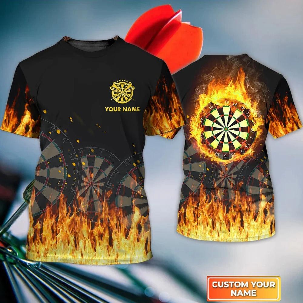 Customized Name Darts T Shirt, Darts Flame, Personalized Name T Shirt For Men - Perfect Gift For Darts Game Lovers, Darts Players - Amzanimalsgift