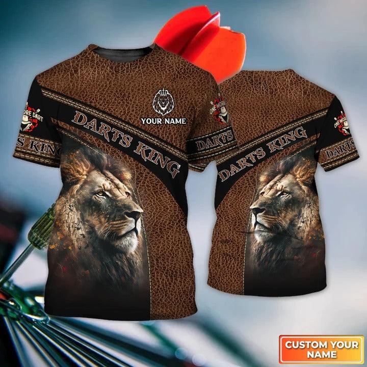 Customized Name Darts T Shirt, Darts King Personalized Name Lion And Darts T Shirt For Men - Perfect Gift For Darts Lovers, Darts Players - Amzanimalsgift