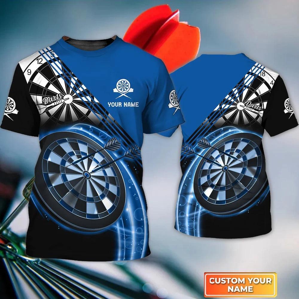 Customized Name Darts T Shirt, Darts Personalized Name Blue T Shirt For Men - Perfect Gift For Darts Game Lovers, Darts Players - Amzanimalsgift