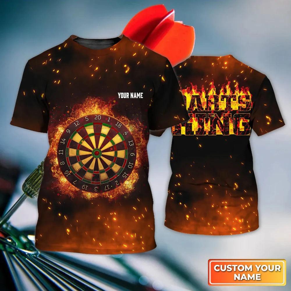 Customized Name Darts T Shirt, Flame Darts King Personalized Name T Shirt For Men - Perfect Gift For Darts Game Lovers, Darts Players - Amzanimalsgift