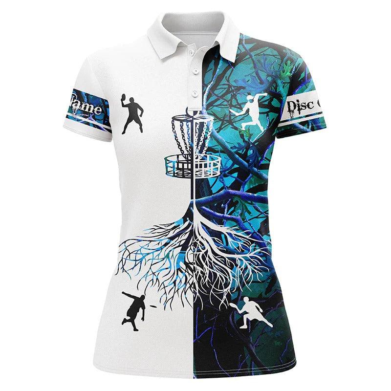 Customized Name Disc Golf Women Polo Shirt, Personalized Blue Camo Disc Golf Team Shirt - Perfect Gift For Ladies, Disc Golf Lovers - Amzanimalsgift