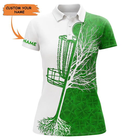 Customized Name Disc Golf Women Polo Shirt, Personalized Name Disc Golf Clover St Patrick's Day - Perfect Gift For Disc Golf Lovers, St Patrick's Day - Amzanimalsgift