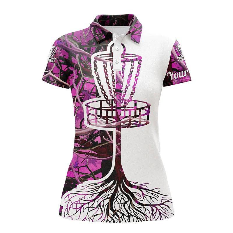 Customized Name Disc Golf Women Polo Shirts, Personalized Name Disc Golf Pink Camo Shirts - Perfect Gift For Ladies, Disc Golf Lovers - Amzanimalsgift