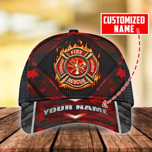 Customized Name Firefighter Classic Cap, Personalized Logo Firefighter Camo Classic Cap For Men - Perfect Gift For Firefighter, Family, Friends - Amzanimalsgift