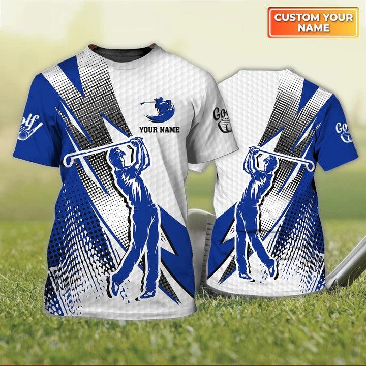Customized Name Golf T Shirt, Golf Blue Pattern Personalized Name Golf T Shirt For Men - Perfect Gift For Golf Lovers, Golfers - Amzanimalsgift