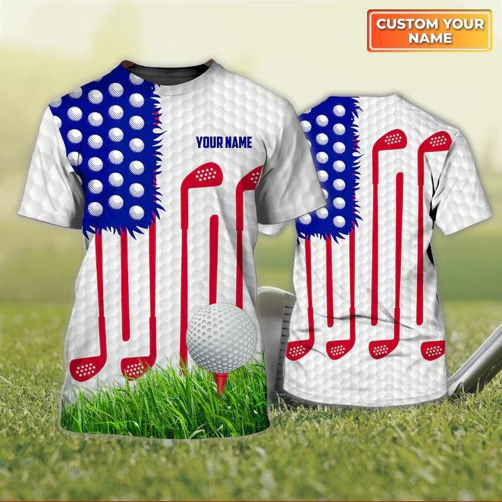 Customized Name Golf T Shirt, Golf Clubs Red Personalized Name Golf T Shirt For Men - Perfect Gift For Golf Lovers, Golfers - Amzanimalsgift